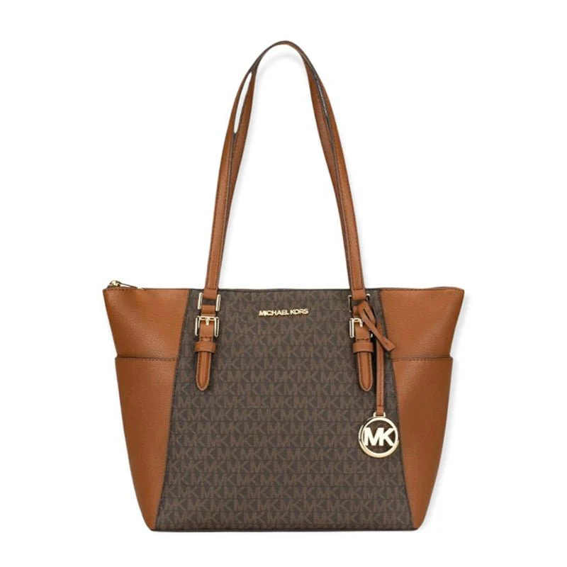 MICHAEL KORS Charlotte Signature Leather Top Zip Tote MK10