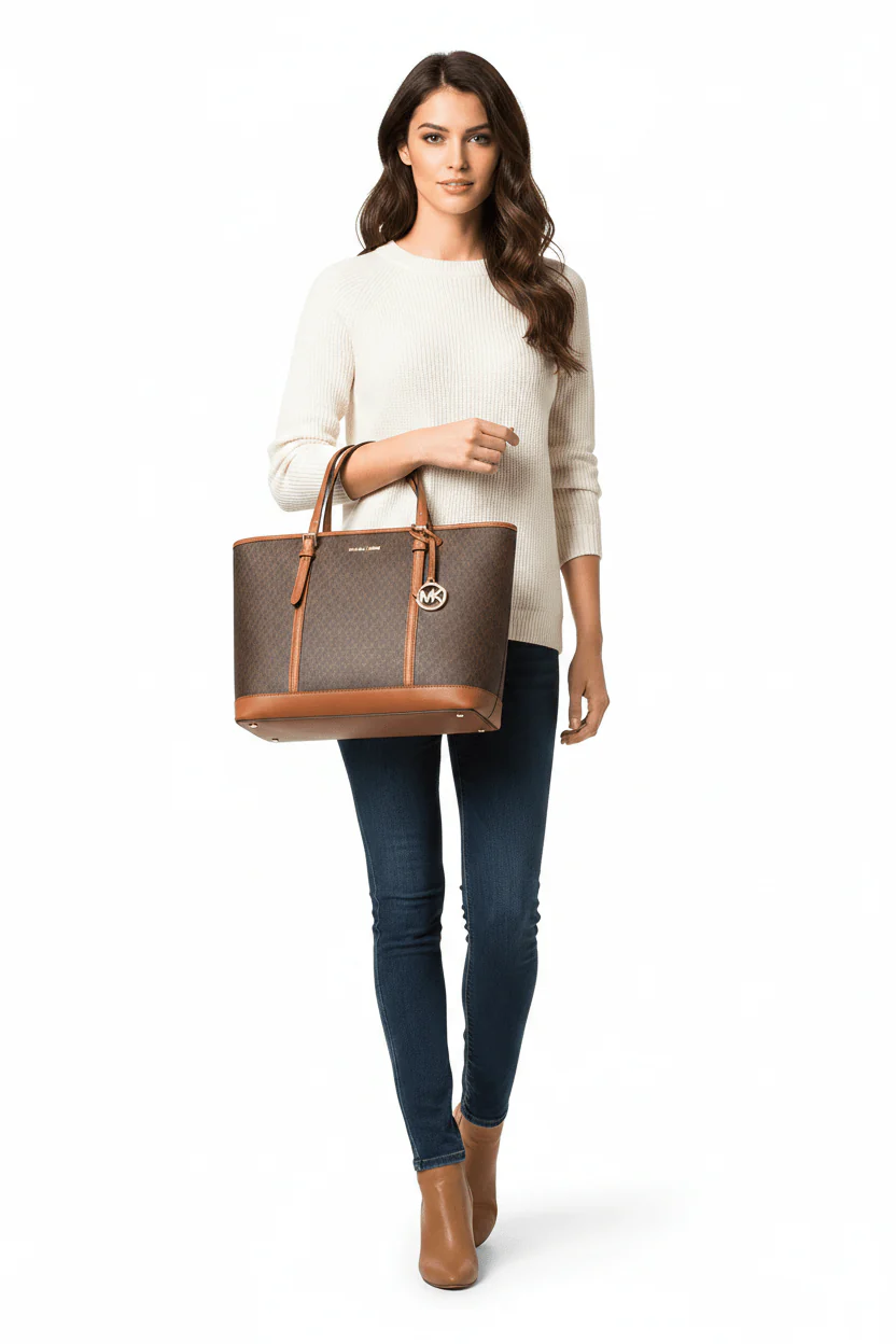 MICHAEL KORS Vanilla PVC Jet Set Travel LG MK31 - Image 2