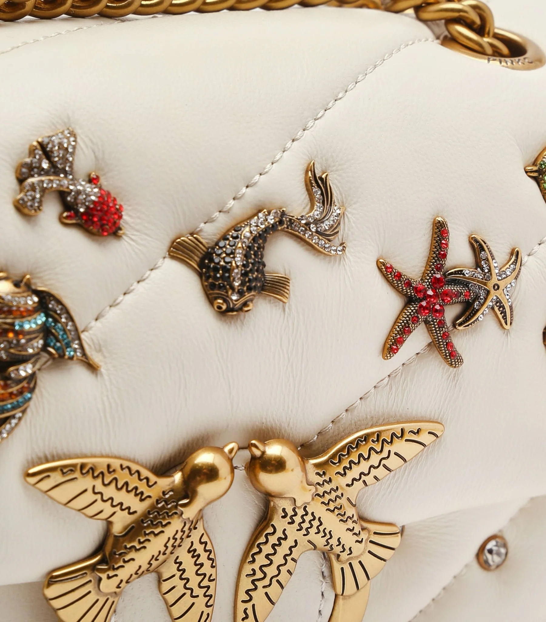 PINKO Mini Love Puff Sea Jewels Bag WHITE CL PB17 - Image 4