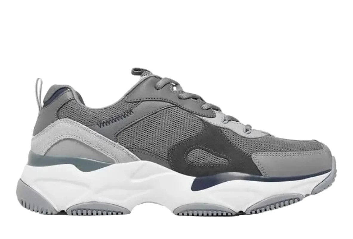 SKECHERS LanderS GRAY/NAVY BLUE Chunky Shoes 237486-GYNV SKM92