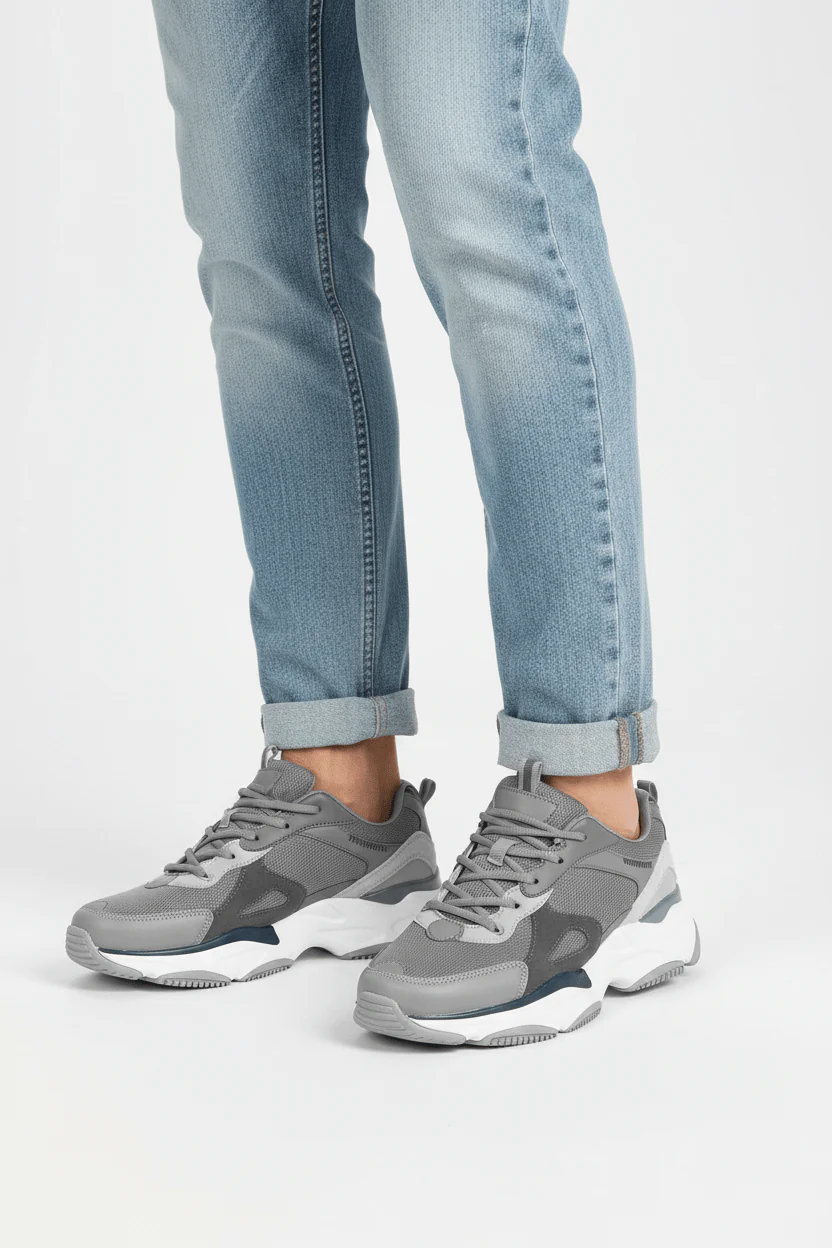 SKECHERS LanderS GRAY/NAVY BLUE Chunky Shoes 237486-GYNV SKM92 - Image 2