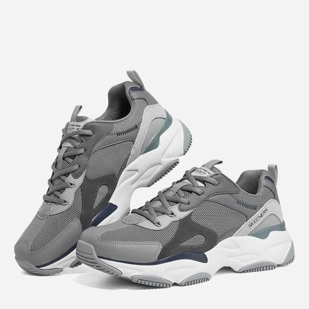 SKECHERS LanderS GRAY/NAVY BLUE Chunky Shoes 237486-GYNV SKM92 - Image 5