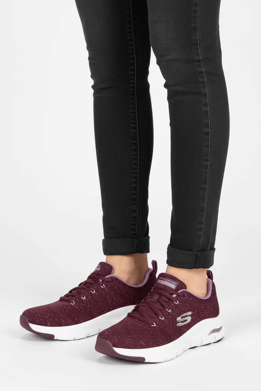 SKECHERS Womens Arch Fit - Glee For All Plum Lace-Up Trainers 149713/PLUM SKW47 - Image 2