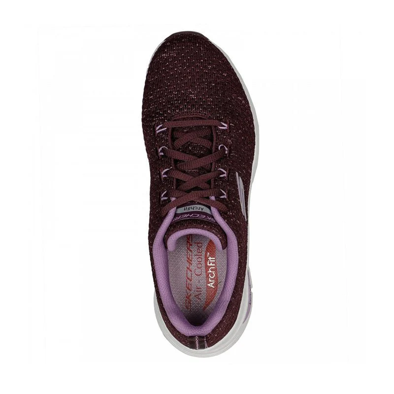 SKECHERS Womens Arch Fit - Glee For All Plum Lace-Up Trainers 149713/PLUM SKW47 - Image 3