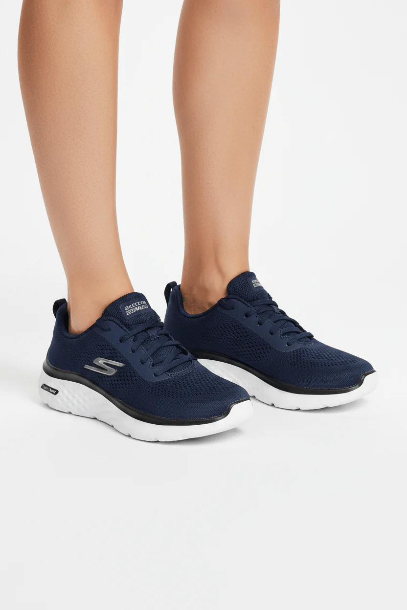 Skechers Women's Wide Fit Go Walk Hyper Burst Sneakers-124578-NVW- SKW103 - Image 2