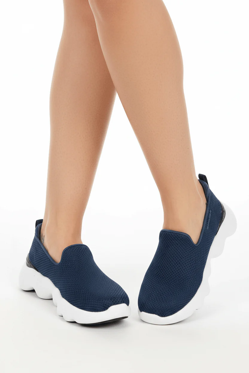 SKECHERSGO WALK MASSAGE FIT Mesh Detail Slip-On Shoes 124908-NVY SKW139 - Image 2