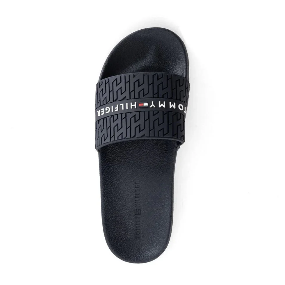 Tommy Hilfiger Dewts Logo Monogram Slides Men - BLK SLM4 - Image 2