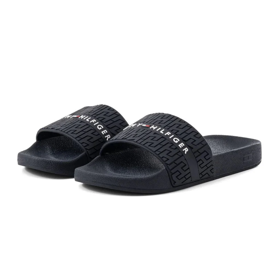 Tommy Hilfiger Dewts Logo Monogram Slides Men - BLK SLM4 - Image 3