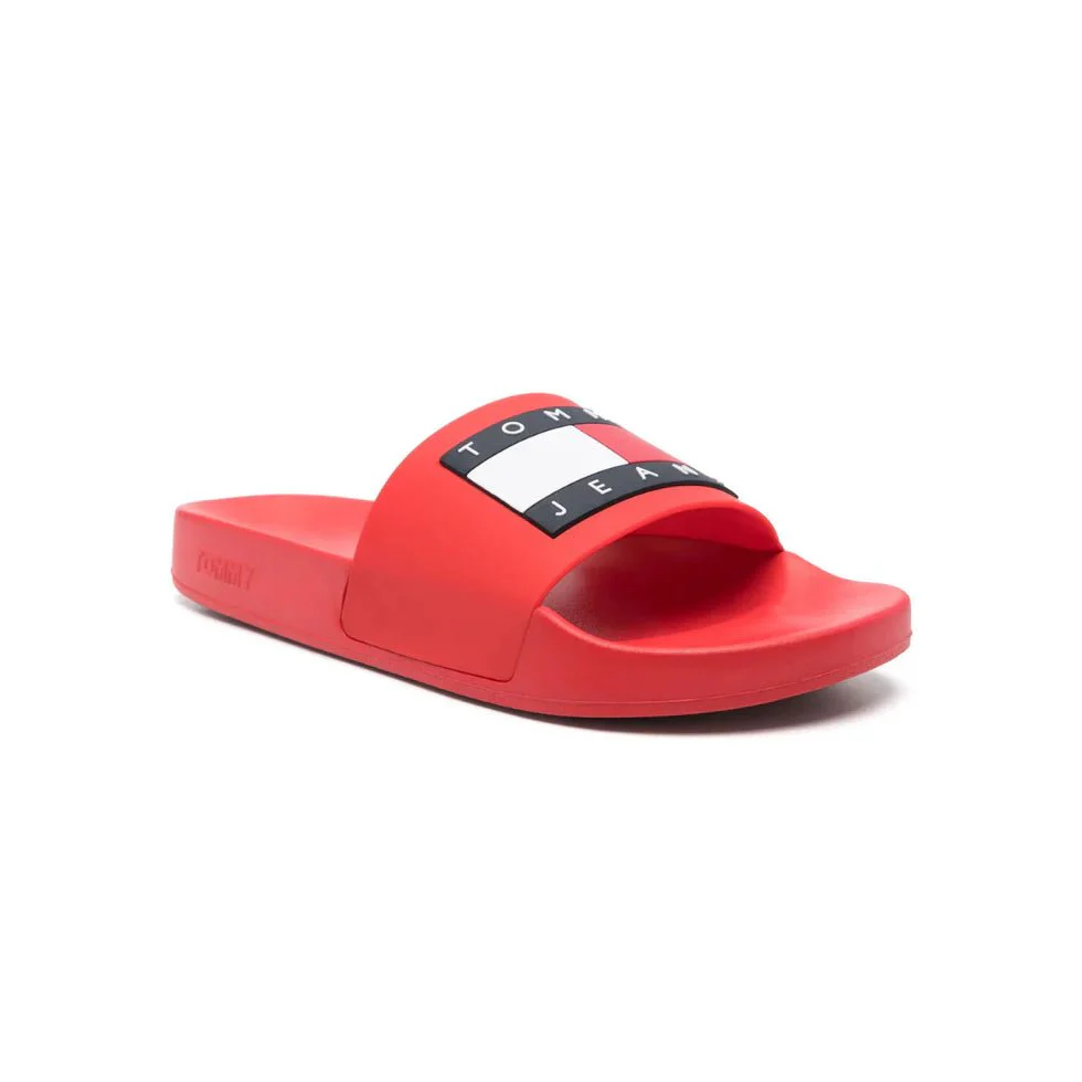 Tommy Hilfiger Essential Logo Swim Flip-Flops - Red SLM26 - Image 5