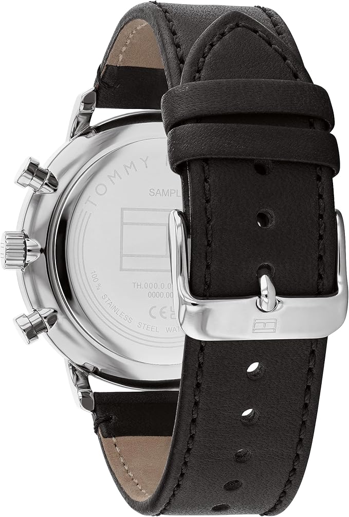 Tommy Hilfiger Legend Men's Black Dial Black Leather Watch - 1710565 TTM46 - Image 3