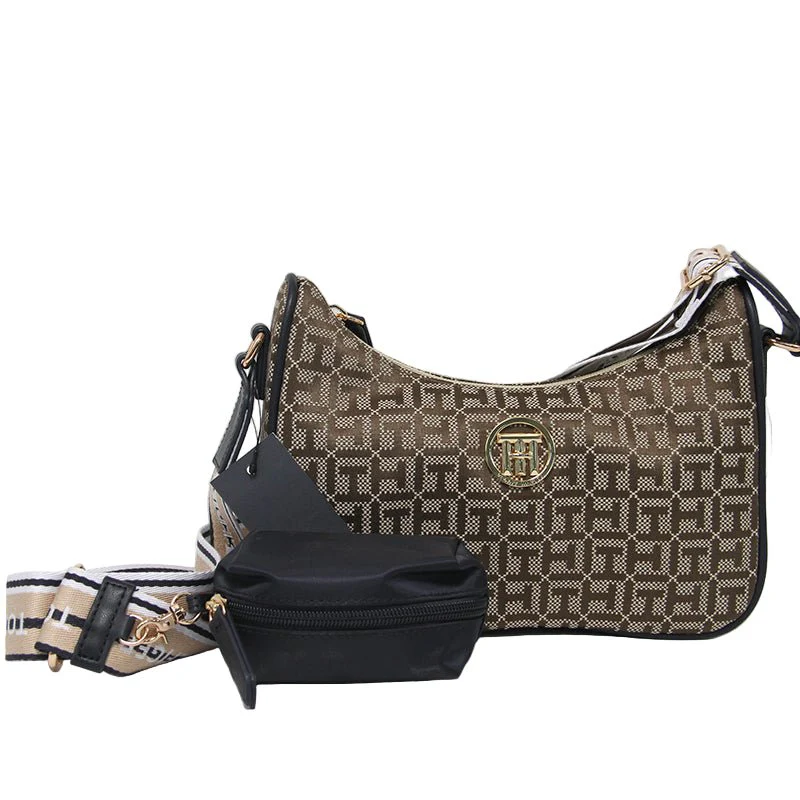 TOMMY HILFIGER Riley All Over Monogram Baguette Bag TB153